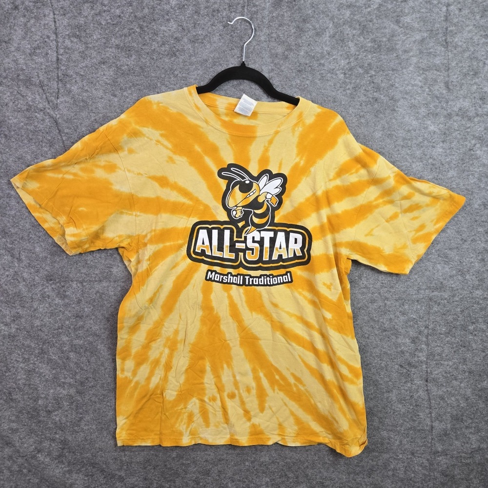 Port & Company Mens Marshall Hornets All-Star Tie Dye T-Shirt Yellow Large L